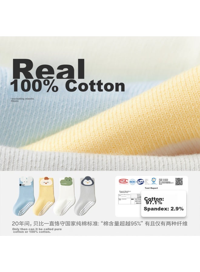 Beibibaby Floor Socks, Spring And Autumn, Pure Cotton, Antibacterial, Indoor Non-slip, Insulating, Baby Walking Socks, Children 0-12 Months - Image 1