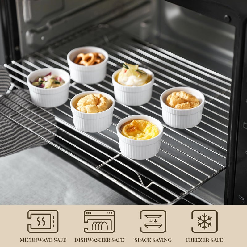 MALACASA Mini Ramekins 2 oz set of 24, Ramiken, Ceramic Creme Brulee Ramekins, White Custard Cups, Small Dipping Bowls for Kitchen Serving Sauce Condiments, Dishwasher Oven Safe, Series RAMEKIN.DISH - Image 4