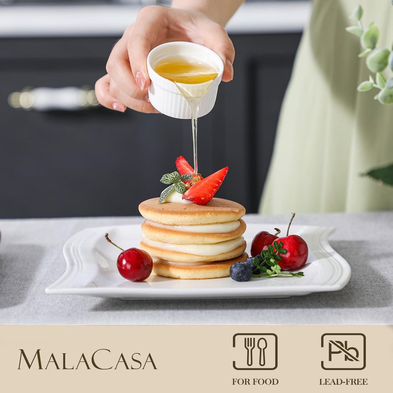 MALACASA Mini Ramekins 2 oz set of 24, Ramiken, Ceramic Creme Brulee Ramekins, White Custard Cups, Small Dipping Bowls for Kitchen Serving Sauce Condiments, Dishwasher Oven Safe, Series RAMEKIN.DISH - Image 5