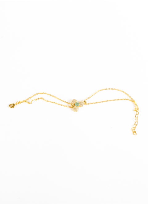 Chinese Gold Bracelet 2 layers with a Zirconic Flower
