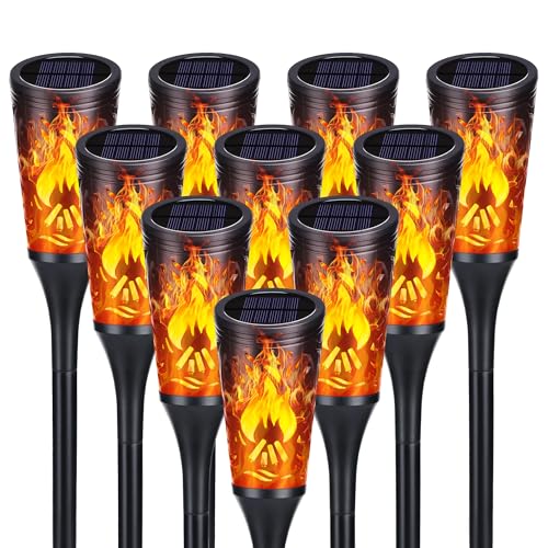 Toodour Solar Lights Outdoor 10 Pack Solar Torch Lights with Flickering Flame IP65 Waterproof Yard Lights Landscape Decoration Lighting for Outside Garden Lawn Pathway Patio Decorations - Image 1