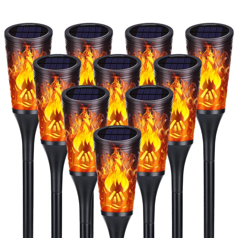 Toodour Solar Lights Outdoor 10 Pack Solar Torch Lights with Flickering Flame IP65 Waterproof Yard Lights Landscape Decoration Lighting for Outside Garden Lawn Pathway Patio Decorations - Image 2