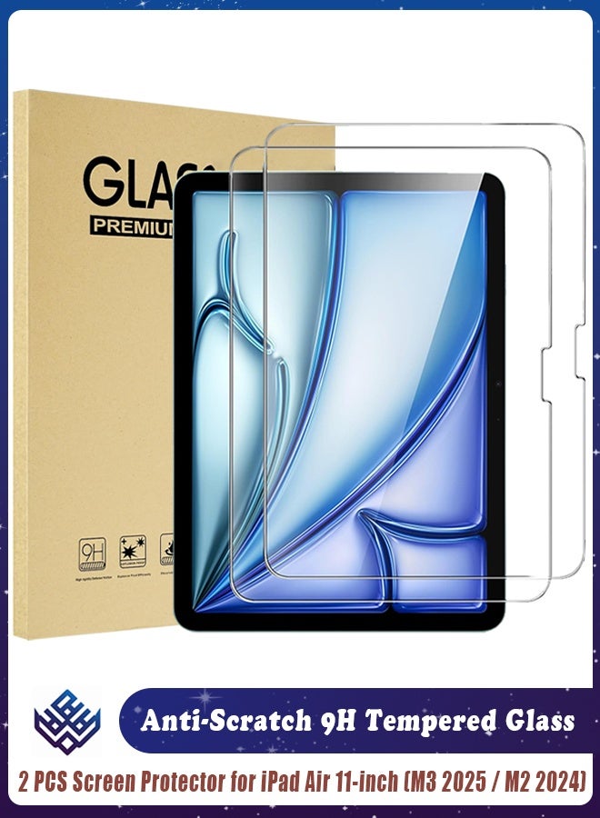 2 Pack Screen Protector for iPad Air 11-inch (M3 2025 / M2 2024) – Tempered Glass Film Guard for iPad A3266, A3267, A3270, A2902, A2903, A2904, 9H Hardness, HD Clear - Image 1
