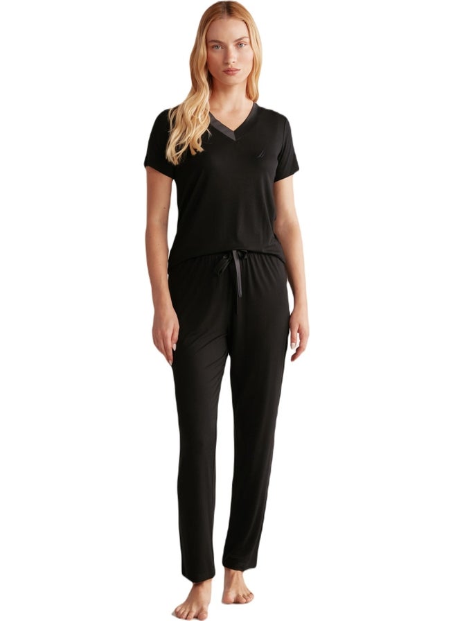 NAUTICA Women's Soft Textured Black Pajama Set  - Image 1