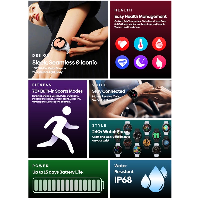 Smart Watch: IP68 Waterproof Health Monitor Watch - Long-Lasting Battery Life Fitness Tracker Wristwatch for Men Women Daily Use Sports - Image 2