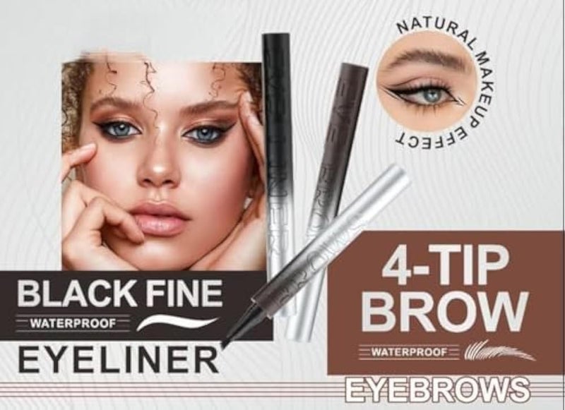EYELINER BLACK+ Liquid Eyebrow PenEYELINER, Waterproof Microblading Eyebrow Pencil with a Micro-Fork Tip Applicator, Creates Natural Looking Brows Effortlessly-BROWN - Image 5