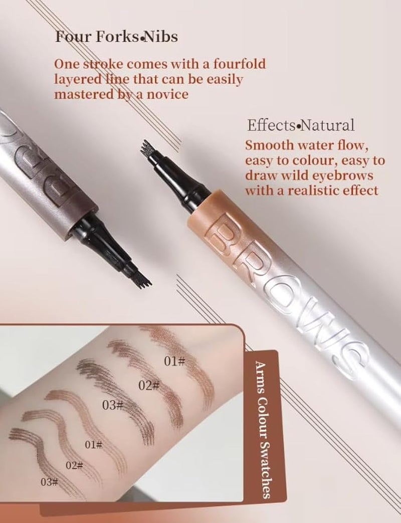 EYELINER BLACK+ Liquid Eyebrow PenEYELINER, Waterproof Microblading Eyebrow Pencil with a Micro-Fork Tip Applicator, Creates Natural Looking Brows Effortlessly-BROWN - Image 2