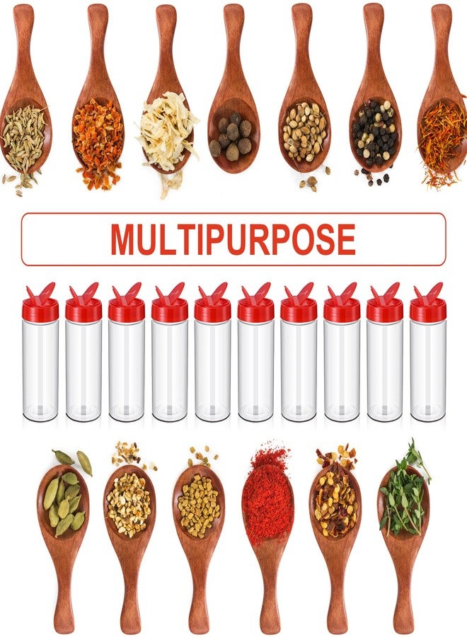 Zhehao 24 Pieces Plastic Spice Containers Plastic Spice Bottles Clear Reusable Large Empty Seasoning Jars with Shaker Lids for Kitchen Storage Seasoning Powder Herbs(16 oz,Cylinder,Clear and Red) - Image 3
