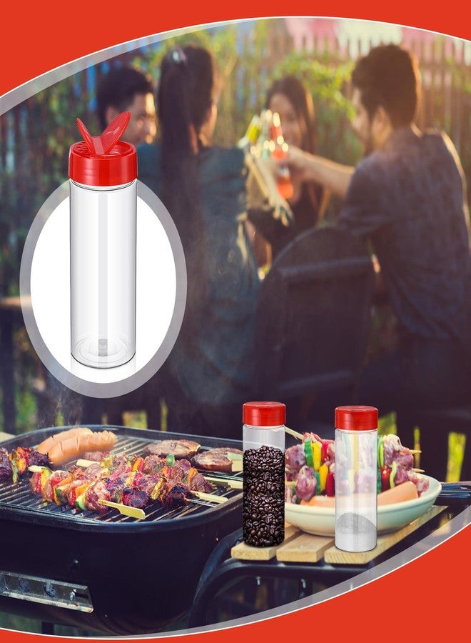 Zhehao 24 Pieces Plastic Spice Containers Plastic Spice Bottles Clear Reusable Large Empty Seasoning Jars with Shaker Lids for Kitchen Storage Seasoning Powder Herbs(16 oz,Cylinder,Clear and Red) - Image 4