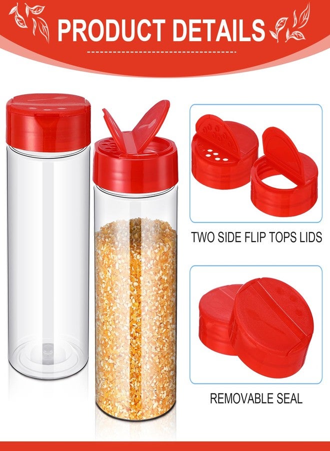 Zhehao 24 Pieces Plastic Spice Containers Plastic Spice Bottles Clear Reusable Large Empty Seasoning Jars with Shaker Lids for Kitchen Storage Seasoning Powder Herbs(16 oz,Cylinder,Clear and Red) - Image 5