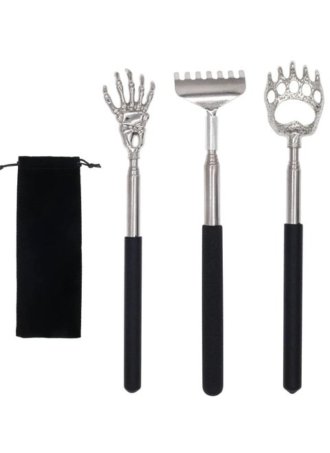 Back Scratcher Massager Metal Compact Extendable (Black)