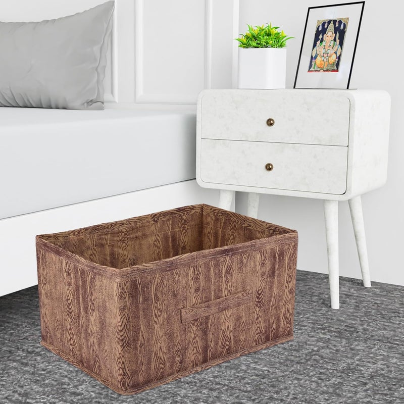 Kuber Industries Kuber Industries Drawer Storage Box | Storage Bin for Clothes | Wardrobe Organizer for Books | Closet Box with Handle | Non-Woven Storage Box | Wooden Storage Box | Pack of 6 | Brown  - Image 5