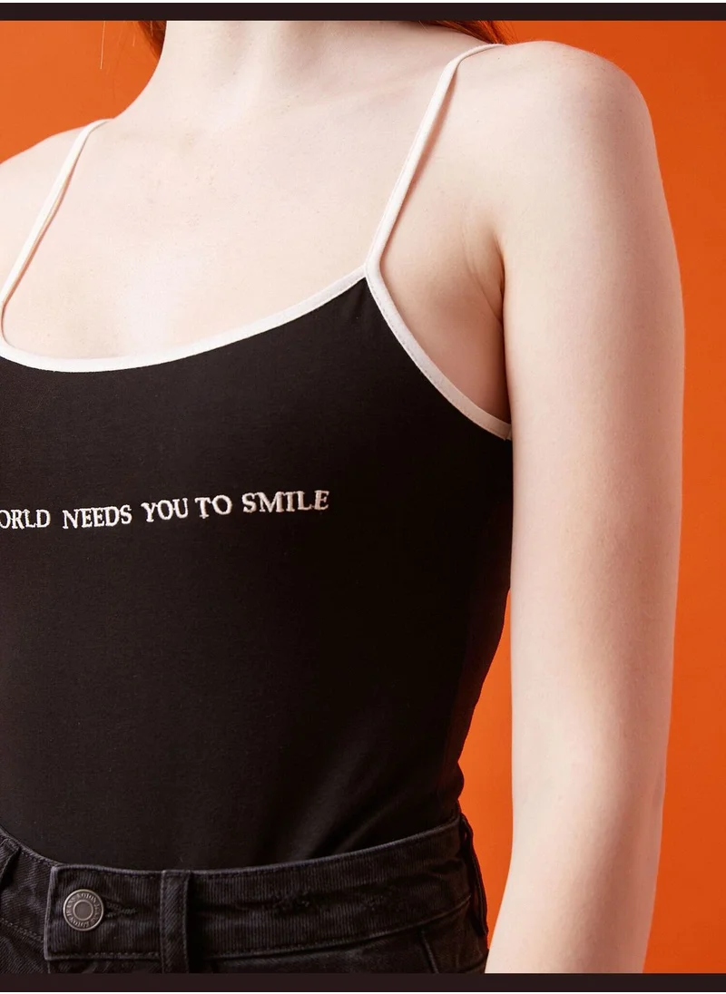 كوتون Slogan Tanktop Cotton