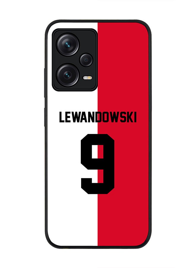 Stylizedd Rugged Black edge case for Redmi Note 12 Pro 5G Slim fit Soft Case Flexible Rubber Edges Anti Drop TPU Gel Thin Cover-Poland Player Name - Lewandowski - Image 1