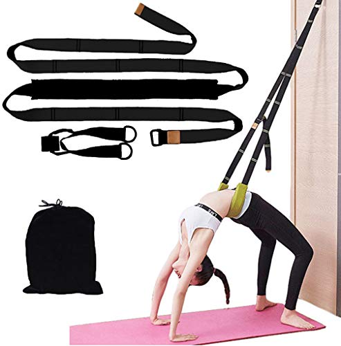 Price Xes Yoga Waist Back Stretch Band - Door Flexibility Tensile Multifunction Assist Training, Leg Stretcher Strap w/ Door Anchor, for Fitness, Dance, Yoga, Gymnastics, Cheerleading, Splits (Black) - Image 1
