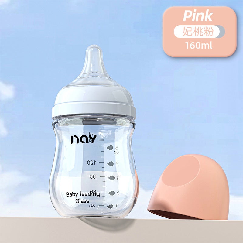 Noon Glass Bottle Newborn Baby Wide Diameter Anti-Flatulence Anti-Choking Newborn Baby Bottle Manufacturer Ready Stock - Image 1