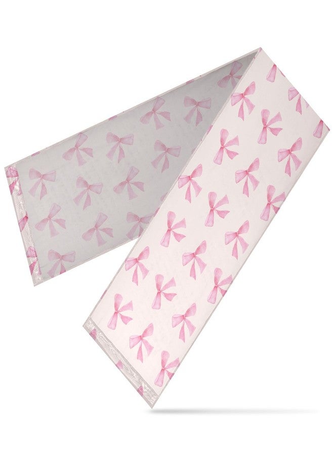 Burbuja Pink Bow Gauze Table Runner 108 Inches Long, Rustic Cloth Table Runner for Dining Party Holiday Wedding Bridal Decor - Image 2