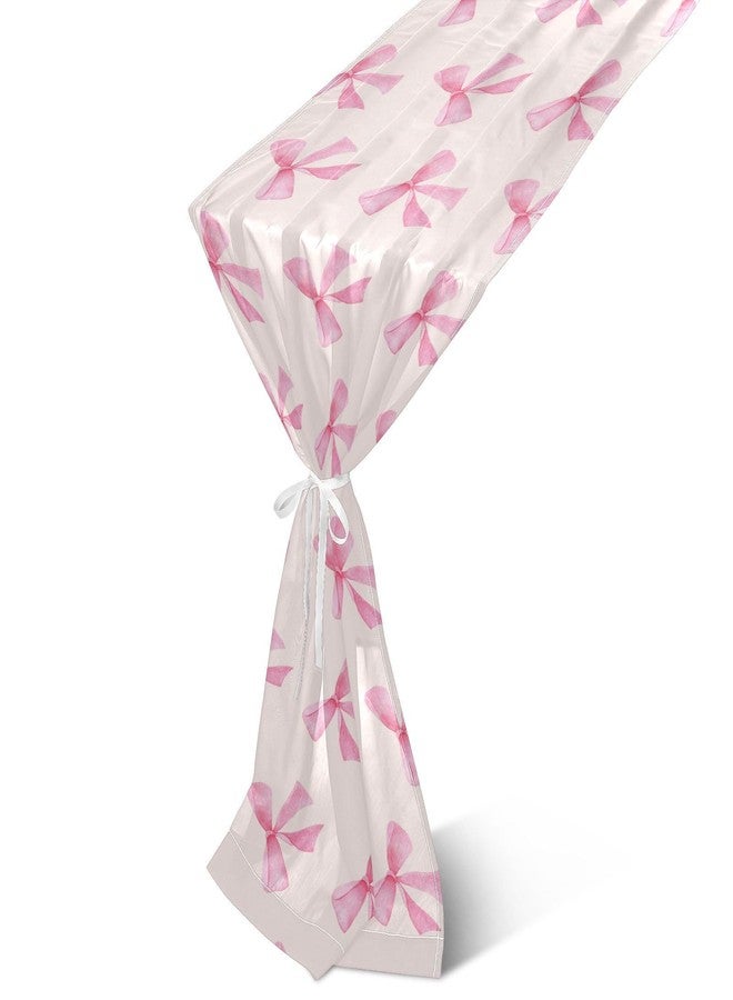 Burbuja Pink Bow Gauze Table Runner 108 Inches Long, Rustic Cloth Table Runner for Dining Party Holiday Wedding Bridal Decor - Image 1