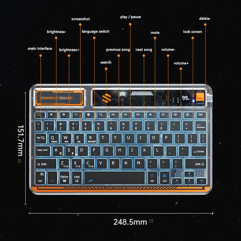 For iPad Apple Phone Mini Rainbow Backlit Voice Input Wireless Bluetooth Keyboard Multi-function For Android IOS Windows Laptop - Image 5