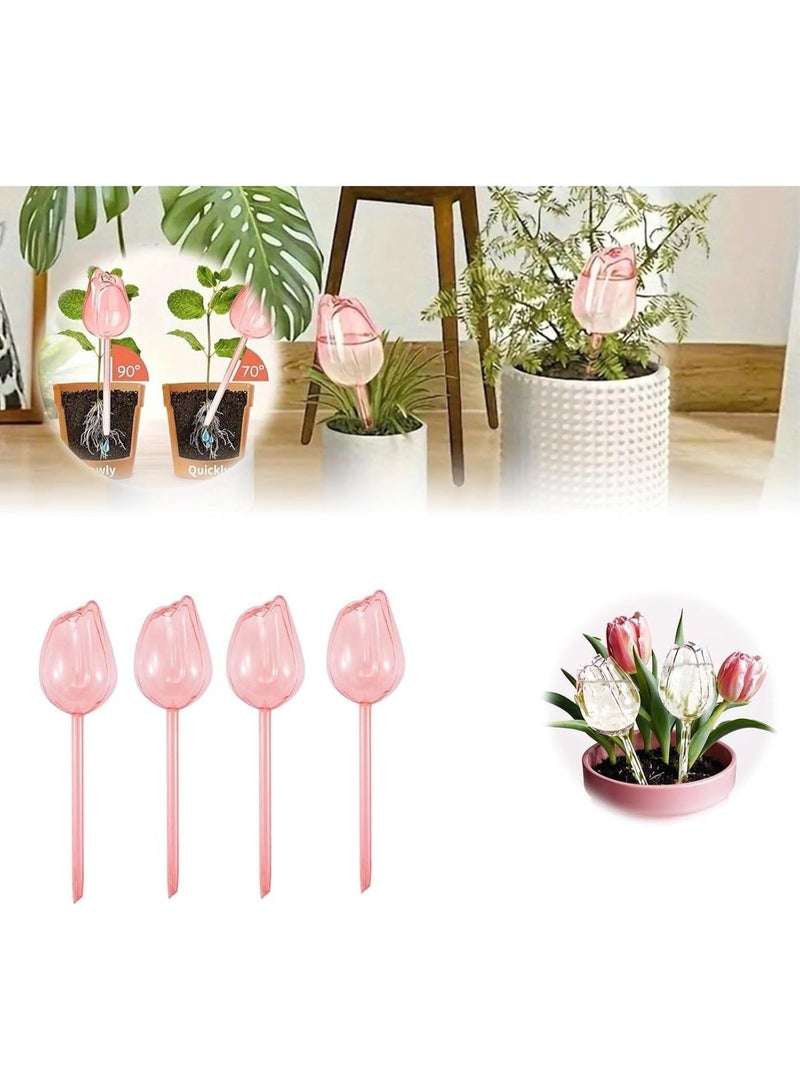 يلا بيك 4 كرات ري ذاتية للنباتات، أنابيب تنقيط أوتوماتيكية، مصابيح ري بلاستيكية، تصميم زهرة التوليب، نباتات داخلية وخارجية - Image 1