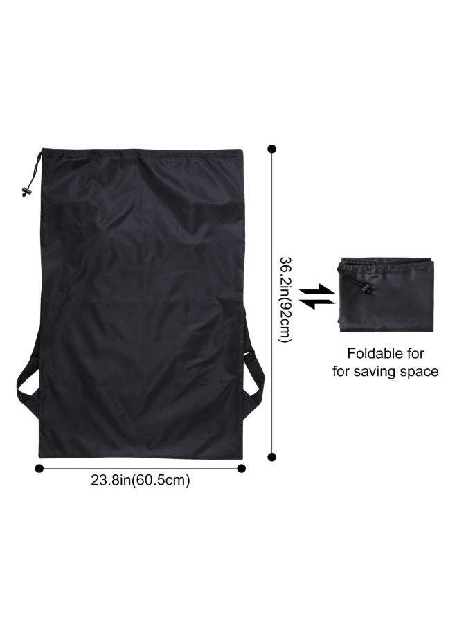 WAOKN Extra Large Travel Laundry Bag, Nylon Ripstop Dirty Clothes Storage Bag, Bathroom Bedroom Home Dormitory Travel Bag Machine Washable Drawstring Closure 60.5x92cm (Black)  - Image 3