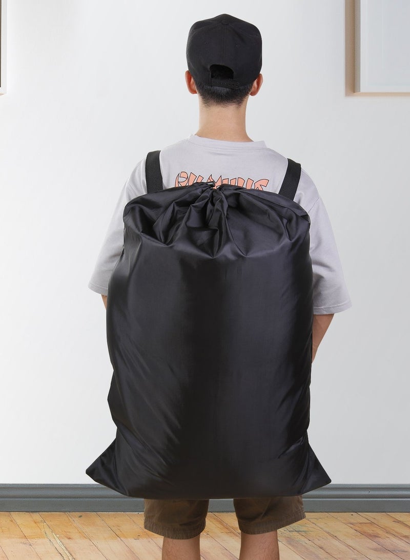 WAOKN Extra Large Travel Laundry Bag, Nylon Ripstop Dirty Clothes Storage Bag, Bathroom Bedroom Home Dormitory Travel Bag Machine Washable Drawstring Closure 60.5x92cm (Black) - Image 3