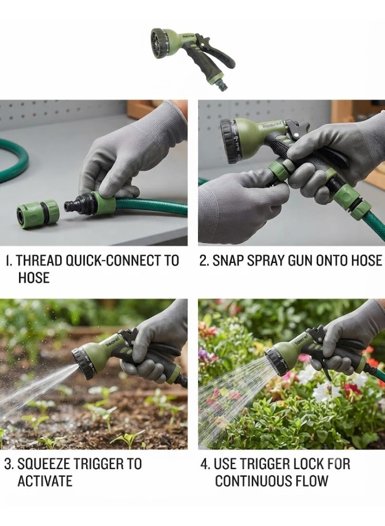 Beorol Garden 9 Working Mode Spray Gun with Adaptor and Connector Set - Image 2