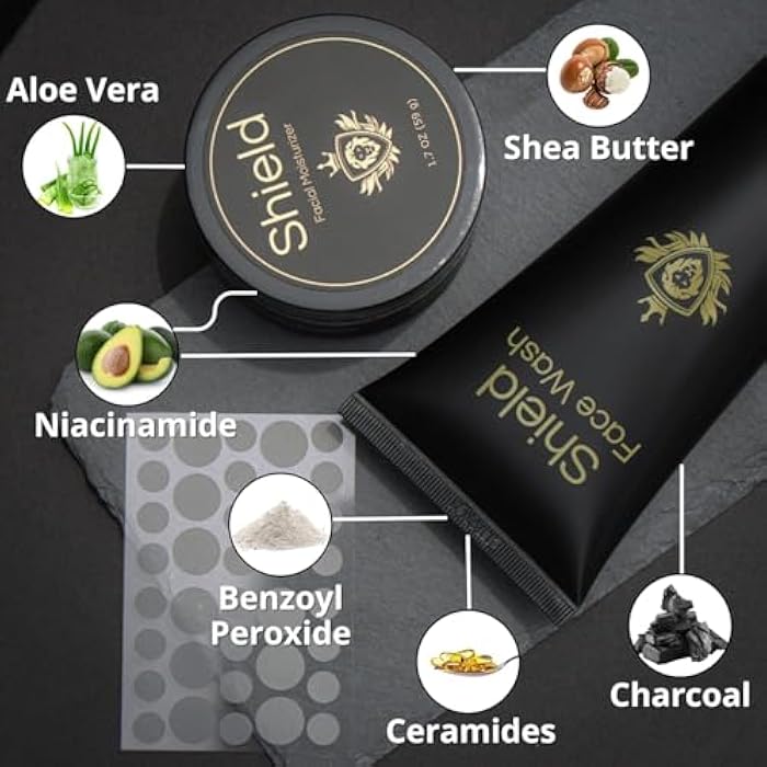 Shield Acne System for Men and Boys, Face Wash, Moisturizer, Pimple Patches, Shield Men's Skin Care Set (2 Months) - Image 4