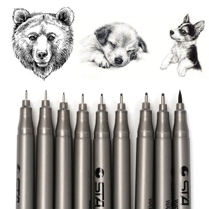 VANANA Yuancheng Hstar Precision Micro-Line Pens,Set of 9 Black Micro-Pen Fineliner Ink Pens,Waterproof Archival Ink,Multiliner,Sketching,Anime,Artist Illustration,Technical Drawing,Office Documents - Image 4