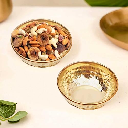 Pure Source India Pure Brass 3.75 Inch Gold Small Bowl, Set of 8, 100 ML - Image 5
