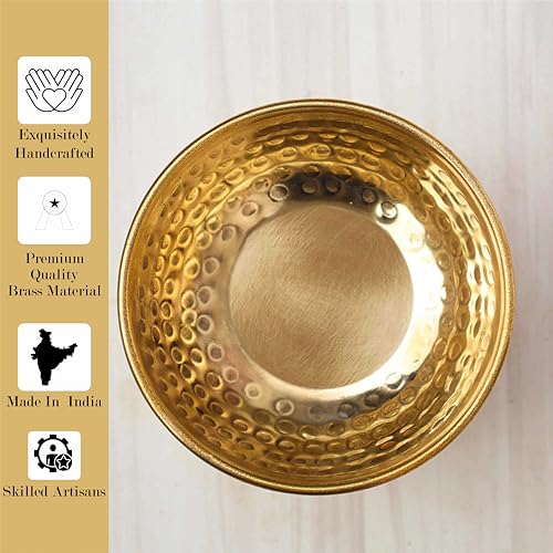 Pure Source India Pure Brass 3.75 Inch Gold Small Bowl, Set of 8, 100 ML - Image 4