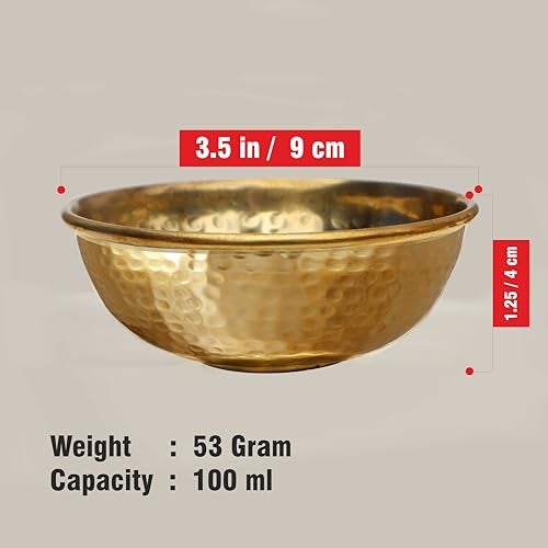 Pure Source India Pure Brass 3.75 Inch Gold Small Bowl, Set of 8, 100 ML - Image 3