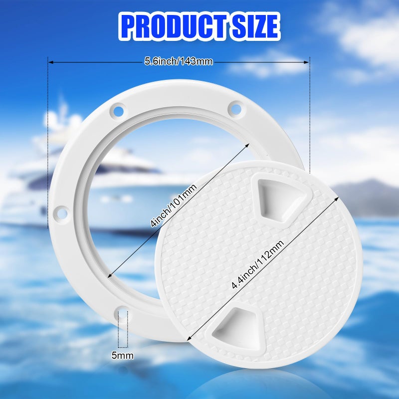 Landical 3 Pack 4 Inch Boat Hatch White Circular Non Slip Inspection Boat Detachable Deck Hatch Cover with 18 Attached Screw Parts for Marine Yacht RV Truck Vent Accessories - Image 2