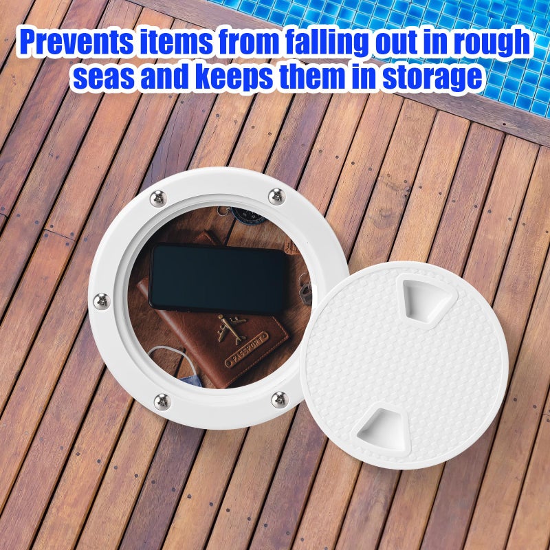 Landical 3 Pack 4 Inch Boat Hatch White Circular Non Slip Inspection Boat Detachable Deck Hatch Cover with 18 Attached Screw Parts for Marine Yacht RV Truck Vent Accessories - Image 4