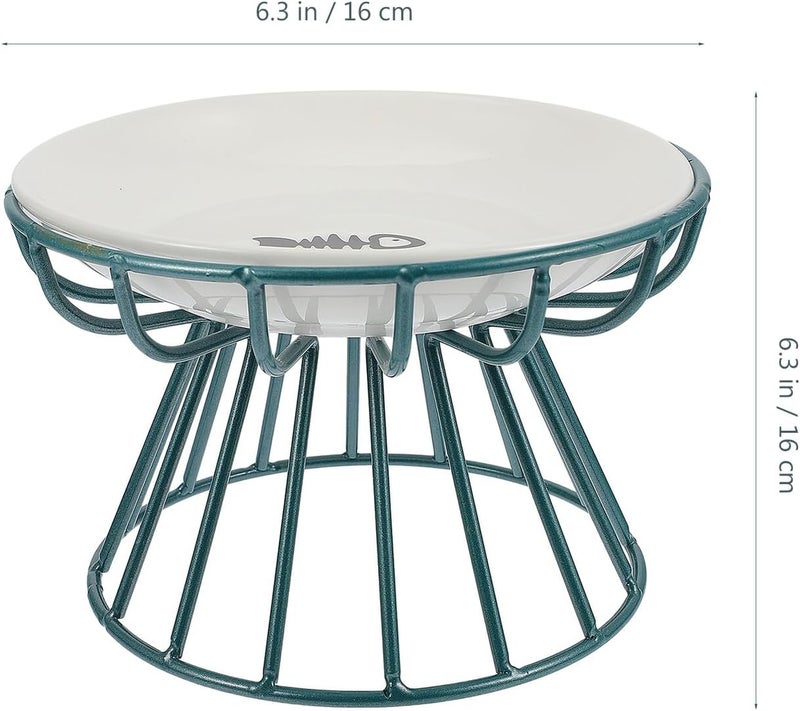 Pet Ceramic Raised Cat Bowl and Puppy Food Dish Set with Fishbone Rack, Whisker Relief Design, Elevated Feeding Station for Indoor Cats and Kittens – 2 Pieces (Ceramic Bowls - Image 2