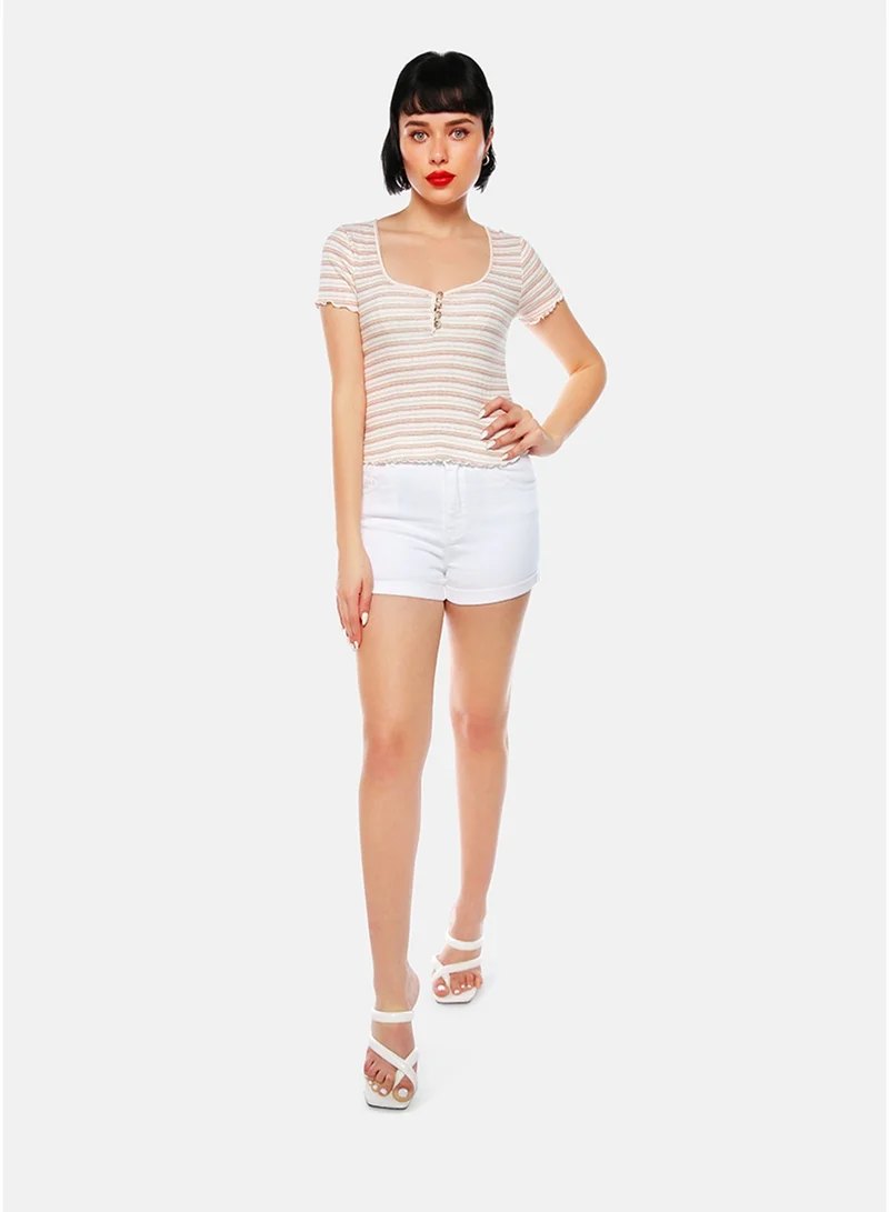 London Rag London Rag Ivory Striped Casual Top