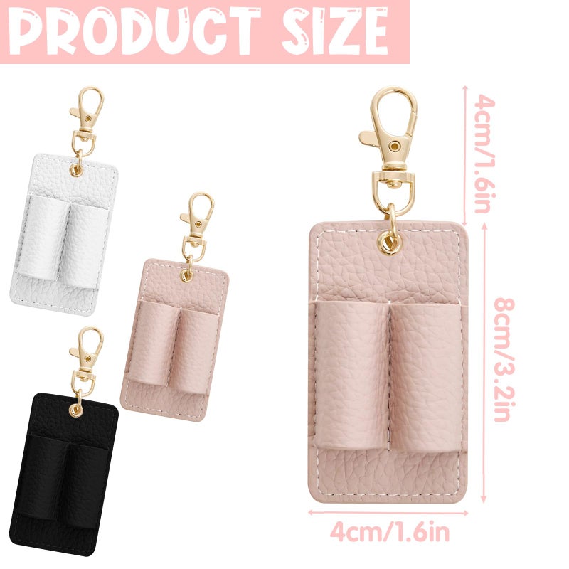 CYUXING 3Pcs Double Hole Leather Pen Holder, Lanyard Holder Attachment Supplies Black White Pink Pen Holder with Anti-Lost Leather Badge Not Easy to Damage & Long Service Life - Image 2