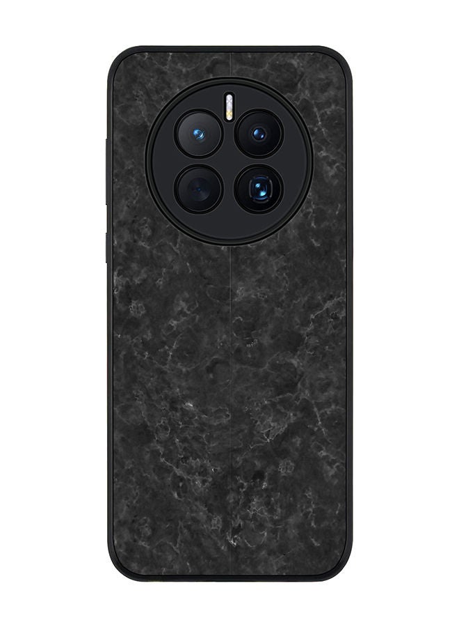 Stylizedd حافظة حواف سوداء متينة لهاتف هواوي ميت 50، حافظة مرنة من المطاط، غطاء رقيق مضاد للصدمات - نسيج رخام أسود - Image 1