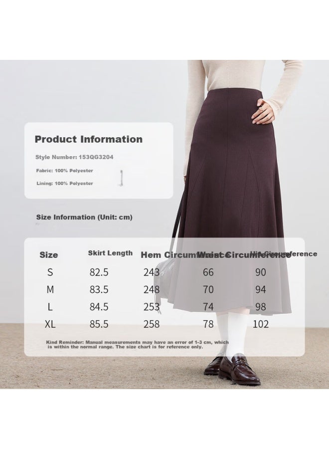 Sentubila Women's Autumn Elegant Slimming A-line High-waist Flared Midi Skirt With Triangle Hem Insert
