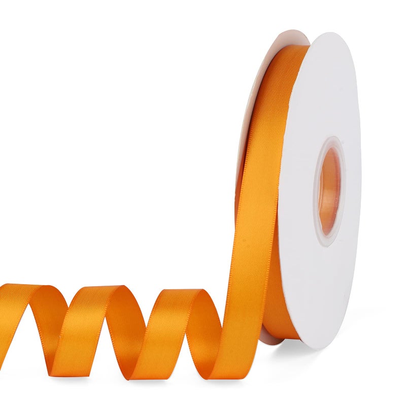 YBLANDEG Solid Color Orange Satin Ribbon 58 inches X 50 YardsDouble Faced Polyester Fabric Ribbon for Gifts Wrapping Wedding Party Hair Crafts Bows DIY Decor Ornaments