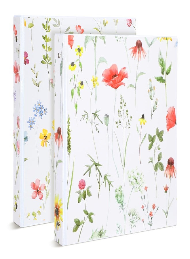 Harloon Wildflower 3 Ring Binder 1.2 Inch Cute Floral 3 Ring Binder Decorative File Folder with Clear Interior Pockets for Office Supplies, PVC Cover, Planner, Portfolio, Recipe, Client Records - Image 1
