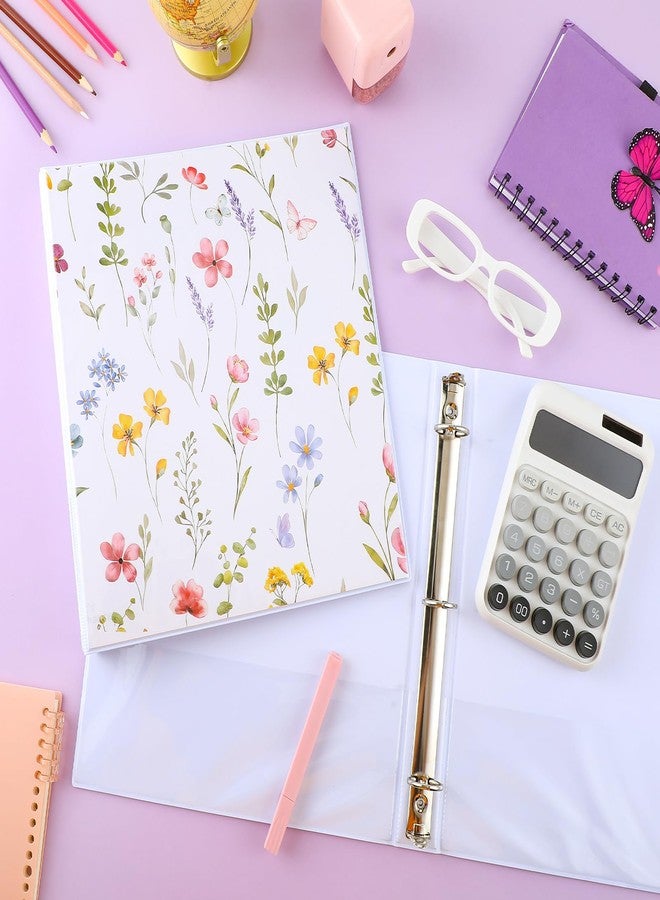Harloon Wildflower 3 Ring Binder 1.2 Inch Cute Floral 3 Ring Binder Decorative File Folder with Clear Interior Pockets for Office Supplies, PVC Cover, Planner, Portfolio, Recipe, Client Records - Image 2