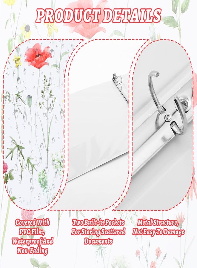 Harloon Wildflower 3 Ring Binder 1.2 Inch Cute Floral 3 Ring Binder Decorative File Folder with Clear Interior Pockets for Office Supplies, PVC Cover, Planner, Portfolio, Recipe, Client Records - Image 4