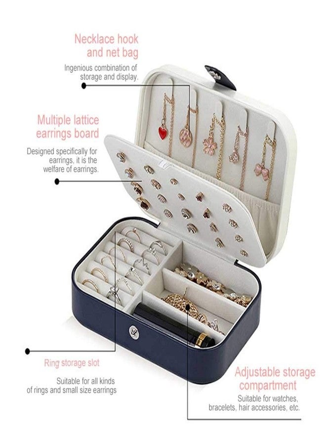 أوفيرا صندوق مجوهرات أوفيرا، حقيبة سفر صغيرة محمولة من الجلد الصناعي، صندوق تخزين وعرض منظم من طبقتين للخواتم والأقراط والقلائد والأساور - Image 2