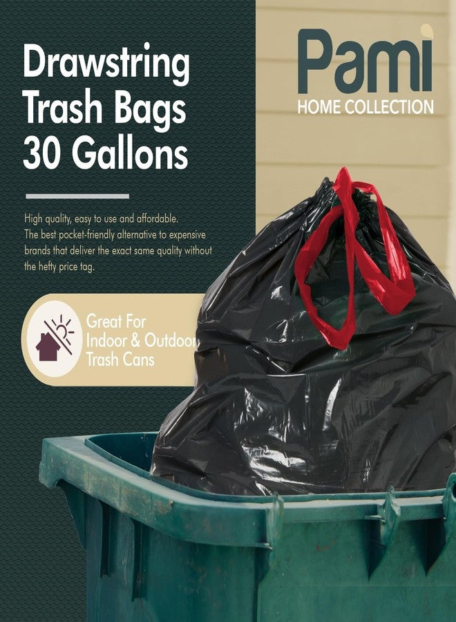 PAMI Large 30-Gallon Drawstring Trash Bags [35-Pack, Black] - Multipurpose Extra-Strong Plastic Garbage Bags- Thick Unscented Trash Can Liners For Kitchen, Bathroom, Lawn, Outdoor Bins- 2ft x2ft - Image 2