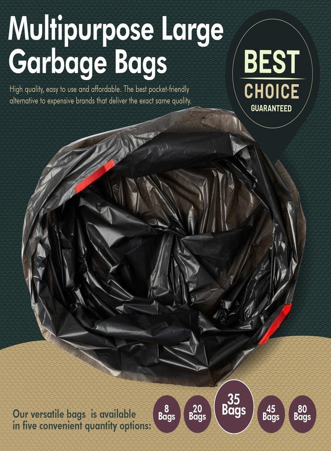 PAMI Large 30-Gallon Drawstring Trash Bags [35-Pack, Black] - Multipurpose Extra-Strong Plastic Garbage Bags- Thick Unscented Trash Can Liners For Kitchen, Bathroom, Lawn, Outdoor Bins- 2ft x2ft - Image 5