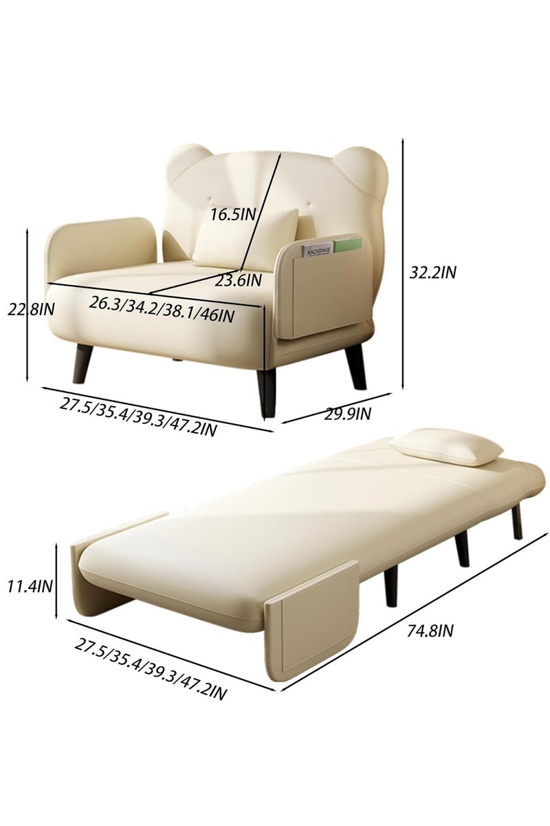 Arabest Large Size Folding Sofa Bed, Convertible Recliner Lounge, Adult Floor Sofa with Storage Function, Suitable for Office, Bedroom(Orange,35.4IN) - Image 2