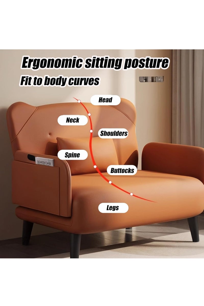 Arabest Large Size Folding Sofa Bed, Convertible Recliner Lounge, Adult Floor Sofa with Storage Function, Suitable for Office, Bedroom(Orange,35.4IN) - Image 3