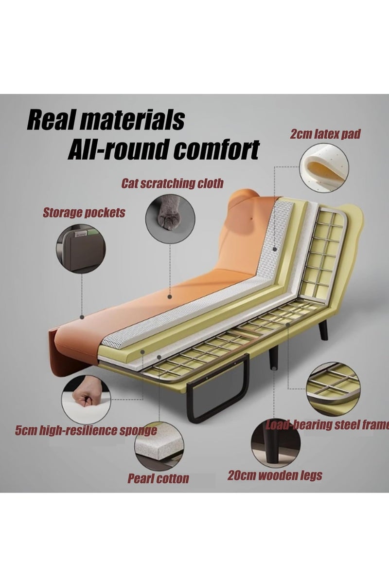 Arabest Large Size Folding Sofa Bed, Convertible Recliner Lounge, Adult Floor Sofa with Storage Function, Suitable for Office, Bedroom(Orange,35.4IN) - Image 5