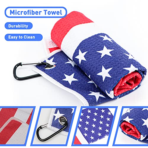 Golfupp Golf Club Brush and Amercian Flag Golf Towels, Golf Groove Cleaner Cleaning kit, Golf Accessories Cleaner Tool with Strong Magnet Stick to Golf Clubs or Bag - Image 2